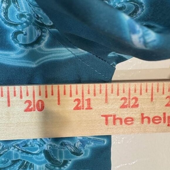 Retro Rifle Shirt Mens Large Teal Glocktopus Short Sleeve Button Up Stretch - Picture 6 of 7